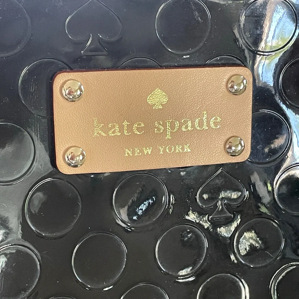 KATE SPADE New York Yaletown Sophie Black Patent Ace of Spades Zip-Top Tote Bag